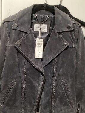 BCBGMaxAzria Charcoal Suede Moto Jacket
